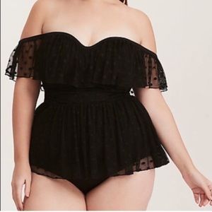 Torrid black off shoulder one piece swimsuit 3X
